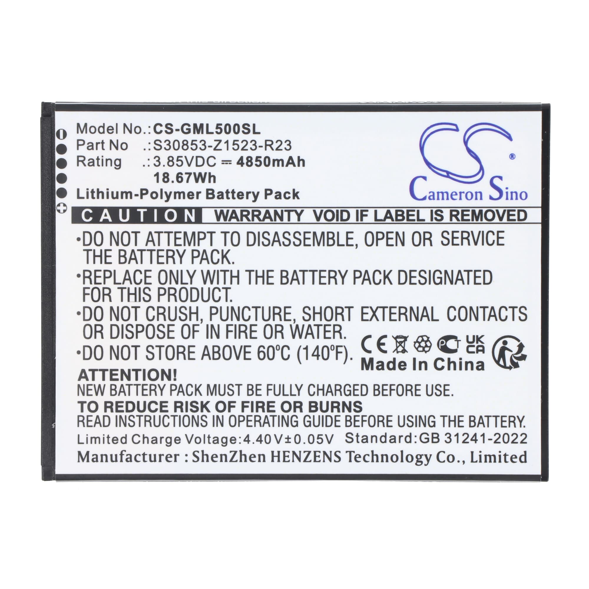 Batterie compatible avec Gigaset GS5, Gigaset GS5 Lite, Gigaset Senior, remplace V30145-K1310-X478, 3,85 V 4850 mAh